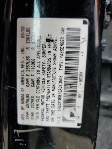 1HGCP36819A013503 - 2009 HONDA ACCORD EXL BLACK photo 12