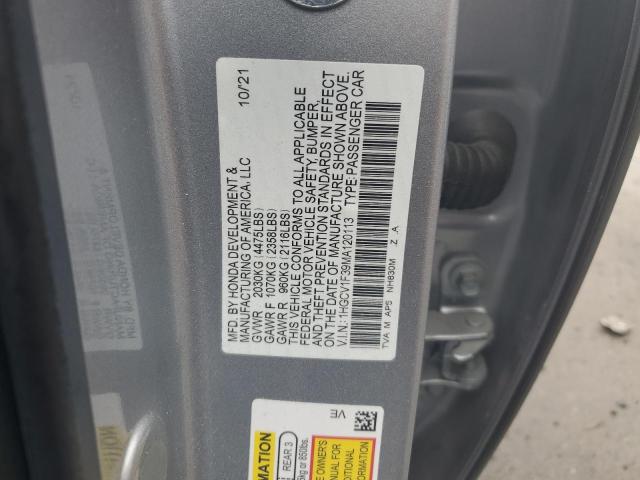 1HGCV1F39MA120113 - 2021 HONDA ACCORD SPORT SILVER photo 12
