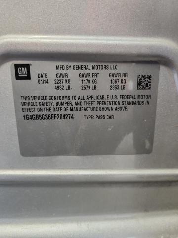 1G4GB5G36EF204274 - 2014 BUICK LACROSSE SILVER photo 13