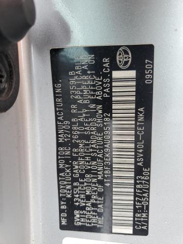 4T1BF3EK9AU095182 - 2010 TOYOTA CAMRY BASE Gümüş foto 12