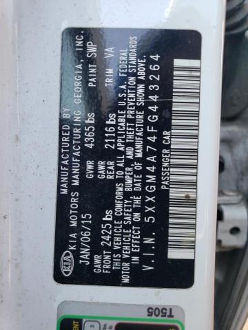 5XXGM4A74FG443264 - 2015 KIA OPTIMA LX WHITE photo 12