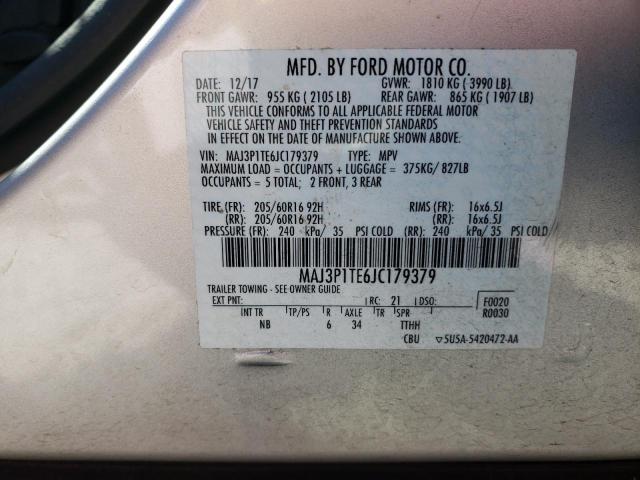 MAJ3P1TE6JC179379 - 2018 FORD ECOSPORT SE SILVER photo 13