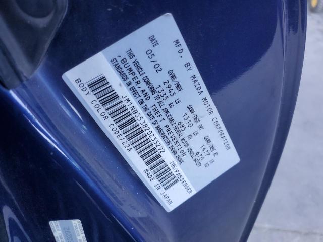 JM1NB353820233292 - 2002 MAZDA MX-5 MIATA BASE BLUE photo 12