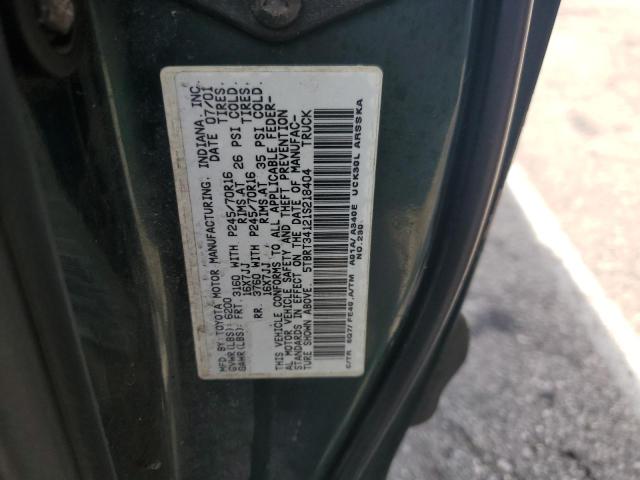 5TBRT34121S218404 - 2001 TOYOTA TUNDRA ACCESS CAB მწვანე ფოტო 12