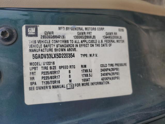 5GADV33LX5D220354 - 2005 BUICK TERRAZA CXL GREEN photo 13