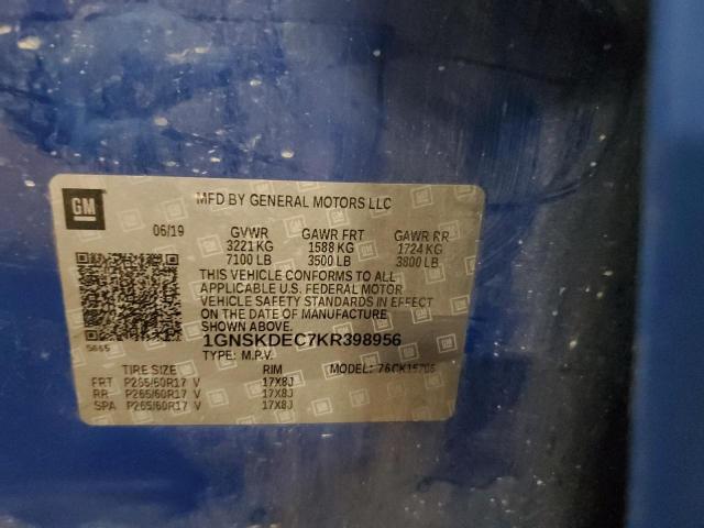 1GNSKDEC7KR398956 - 2019 CHEVROLET TAHOE POLICE 蓝色 照片 13