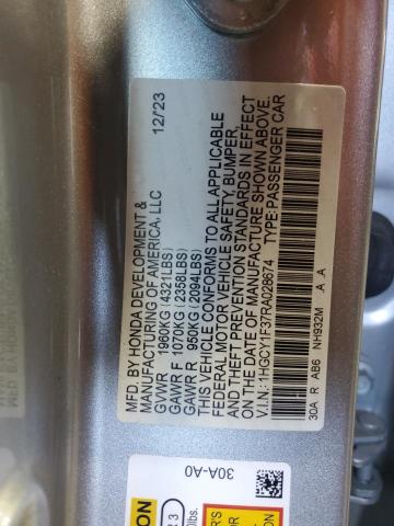 1HGCY1F37RA028674 - 2024 HONDA ACCORD EX 银色 照片 12