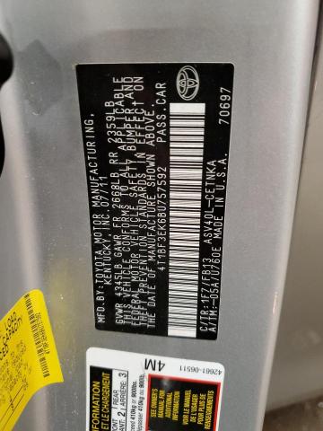 4T1BF3EK6BU757592 - 2011 TOYOTA CAMRY BASE SILVER photo 12