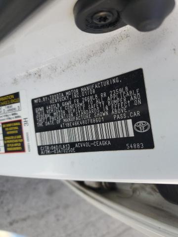 4T1BE46K48U788601 - 2008 TOYOTA CAMRY CE თეთრი ფოტო 12