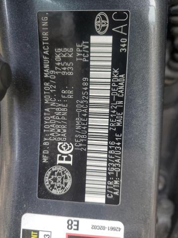 2T1BU4EE4AC325489 - 2010 TOYOTA COROLLA BASE Gris photo 12