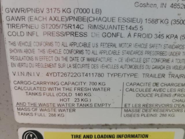 4YDT26722GT411780 - 2016 KEYSTONE PASSPORT Թուխ լուսանկար 10