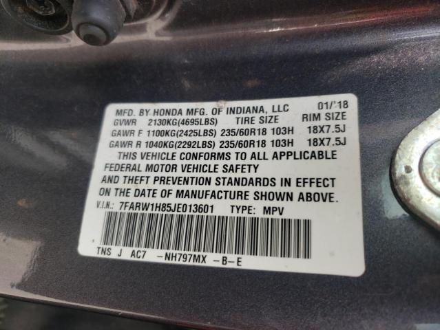 7FARW1H85JE013601 - 2018 HONDA CR-V EXL GRAY photo 13