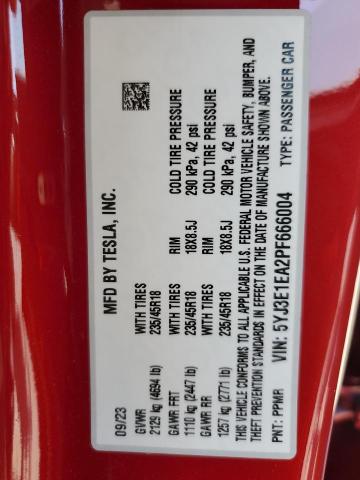 5YJ3E1EA2PF666004 - 2023 TESLA MODEL 3 MAROON photo 12