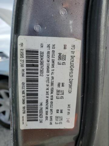 2B3KA43R87H736912 - 2007 DODGE CHARGER SE GRAY photo 12