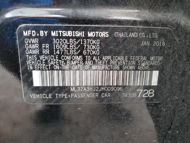 ML32A3HJ2JH009096 - 2018 MITSUBISHI MIRAGE ES BLACK photo 13