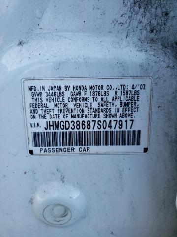 JHMGD38687S047917 - 2007 HONDA FIT S 白色 照片 13