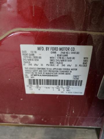 2FMPK4J96KBB46591 - 2019 FORD EDGE SEL 红色 照片 13