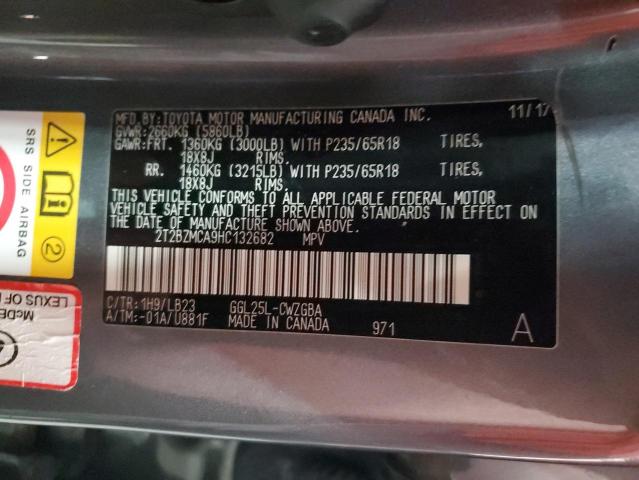 2T2BZMCA9HC132682 - 2017 LEXUS RX 350 BASE 灰色 照片 13