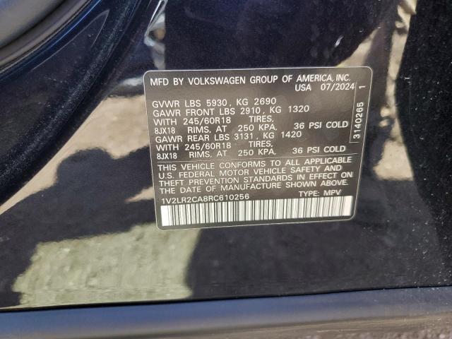 1V2LR2CA8RC610256 - 2024 VOLKSWAGEN ATLAS SE შავი ფოტო 12