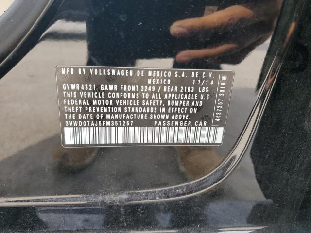 3VWD07AJ5FM357257 - 2015 VOLKSWAGEN JETTA SE BLACK photo 12