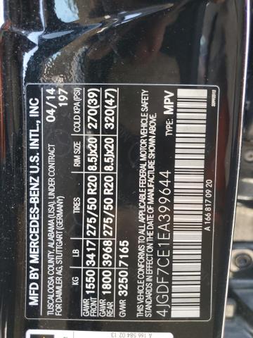 4JGDF7CE1EA399644 - 2014 MERCEDES-BENZ GL 450 4MATIC BLACK photo 13