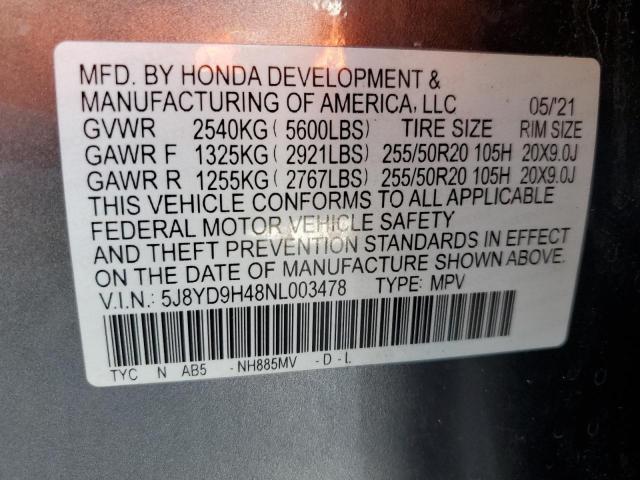 5J8YD9H48NL003478 - 2022 ACURA MDX TECHNOLOGY GRAY photo 14