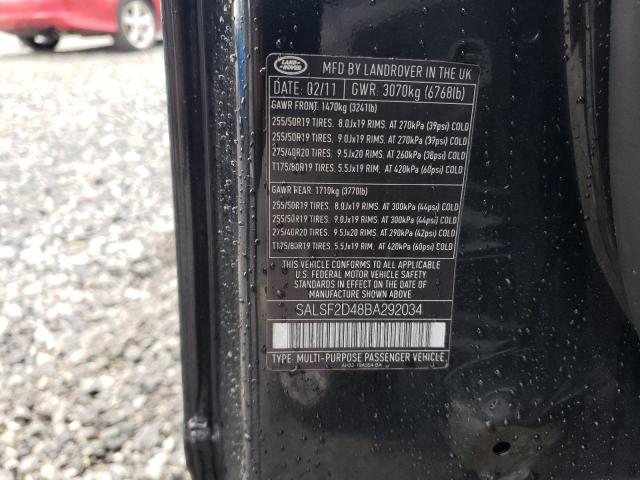 SALSF2D48BA292034 - 2011 LAND ROVER RANGE ROVE HSE BLACK photo 12