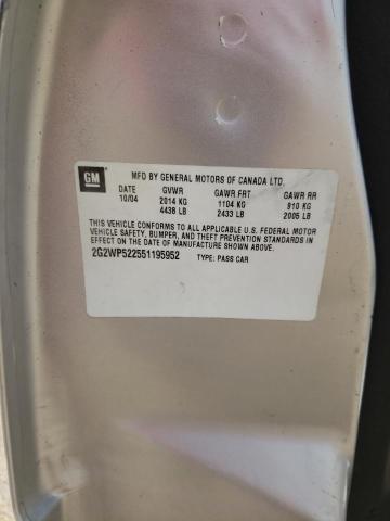 2G2WP522751139253 - 2005 PONTIAC GRAND PRIX SILVER photo 13