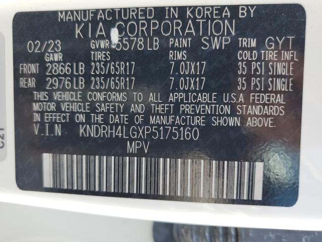 KNDRH4LGXP5175160 - 2023 KIA SORENTO EX WHITE photo 14