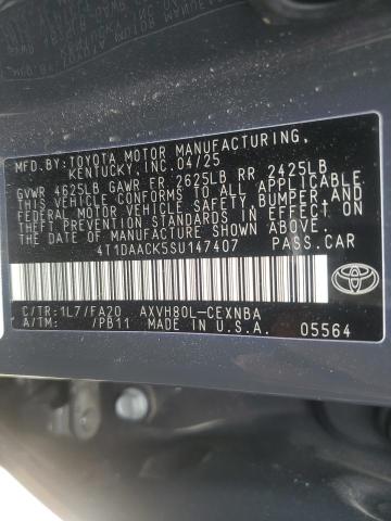 4T1DAACK5SU147407 - 2025 TOYOTA CAMRY XSE GRAY photo 13