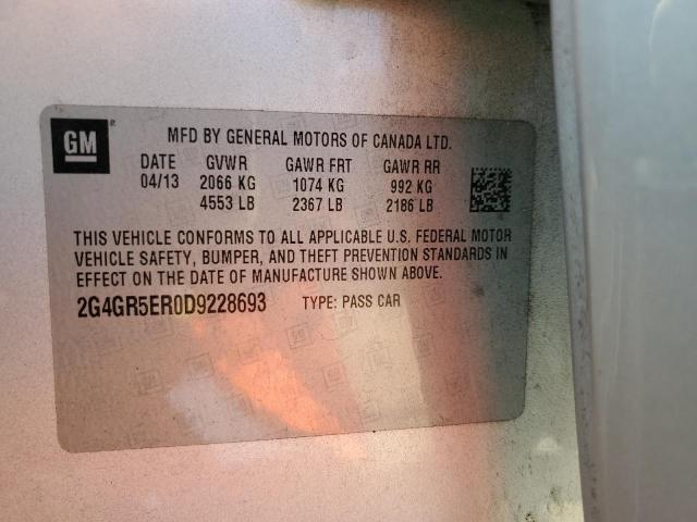 2G4GR5ER0D9228693 - 2013 BUICK REGAL 银色 照片 12