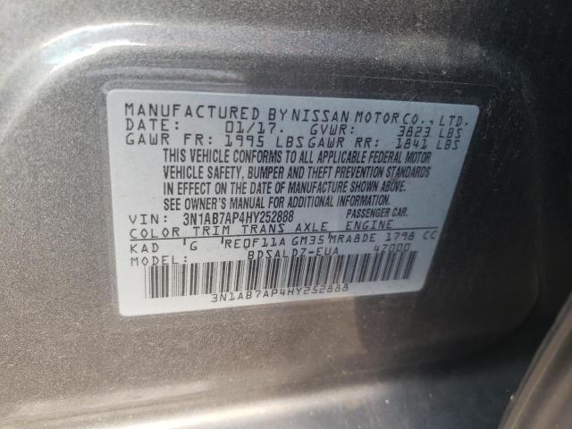 3N1AB7AP4HY252888 - 2017 NISSAN SENTRA S GRAY photo 12