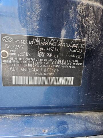 5NPE34AF7HH536904 - 2017 HYUNDAI SONATA SPORT BLUE photo 12