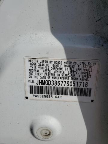 JHMGD38677S051716 - 2007 HONDA FIT S 白色 照片 12