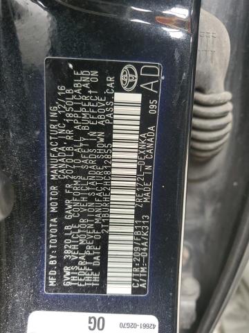 2T1BURHE2HC812855 - 2017 TOYOTA COROLLA L BLACK photo 12