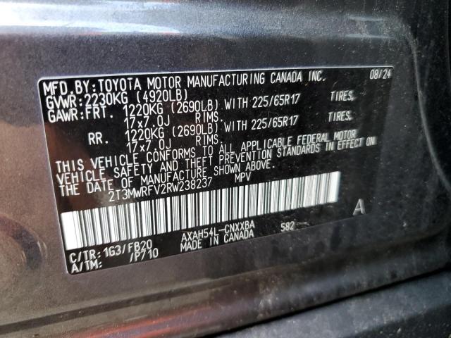 2T3MWRFV2RW238237 - 2024 TOYOTA RAV4 LE GRAY photo 12