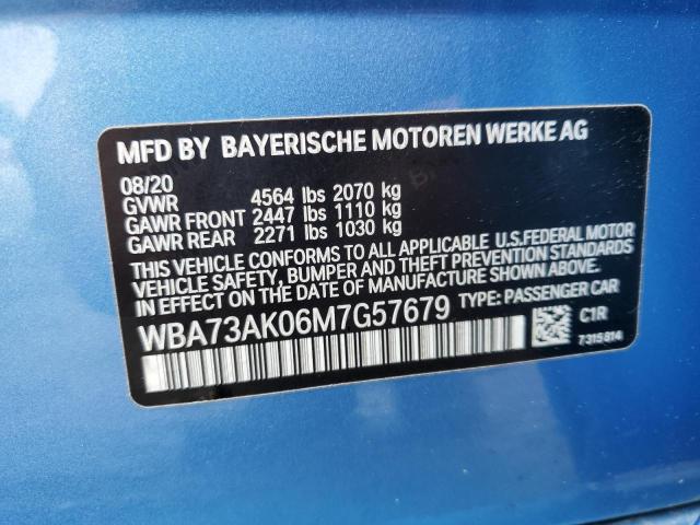 WBA73AK06M7G57679 - 2021 BMW 228XI BLUE photo 12