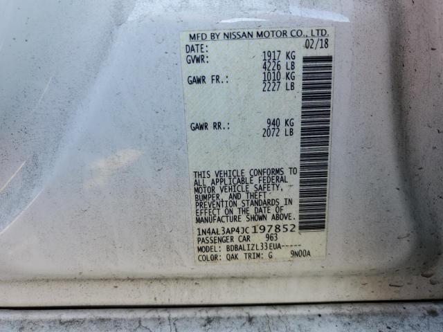 1N4AL3AP4JC197852 - 2018 NISSAN ALTIMA 2.5 Ақ фото 12