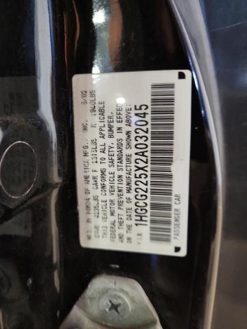 1HGCG225X2A032045 - 2002 HONDA ACCORD EX BLACK photo 12