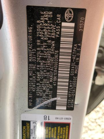 4T1BK1EB4DU033676 - 2013 TOYOTA AVALON BASE 银色 照片 13