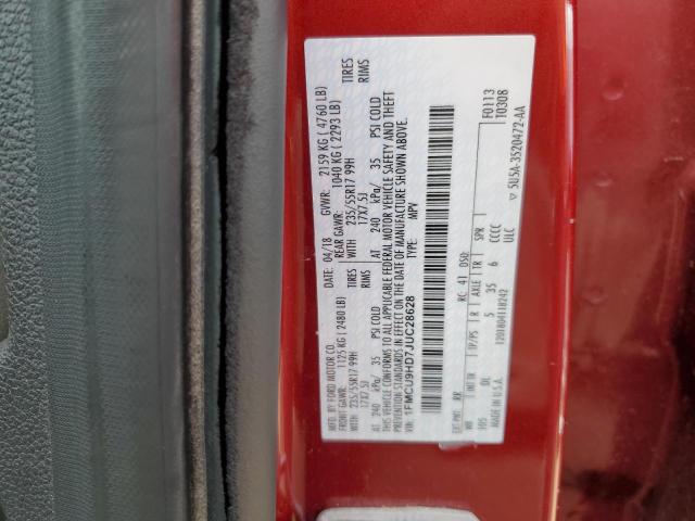 1FMCU9HD7JUC28628 - 2018 FORD ESCAPE SEL 红色 照片 12