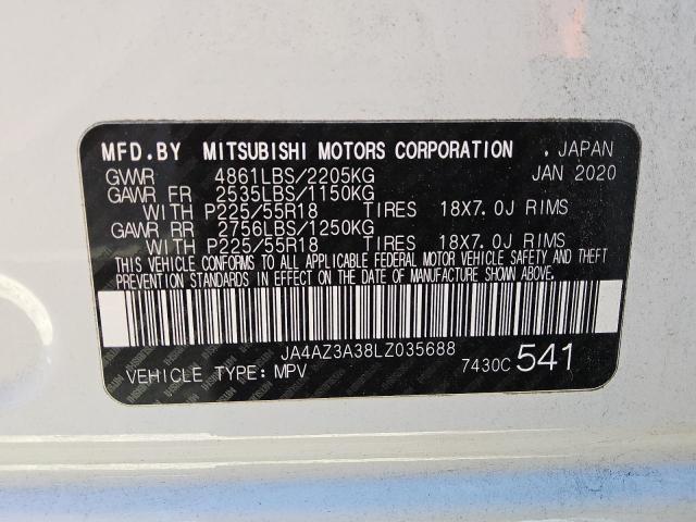 JA4AZ3A38LZ035688 - 2020 MITSUBISHI OUTLANDER SE WHITE photo 13