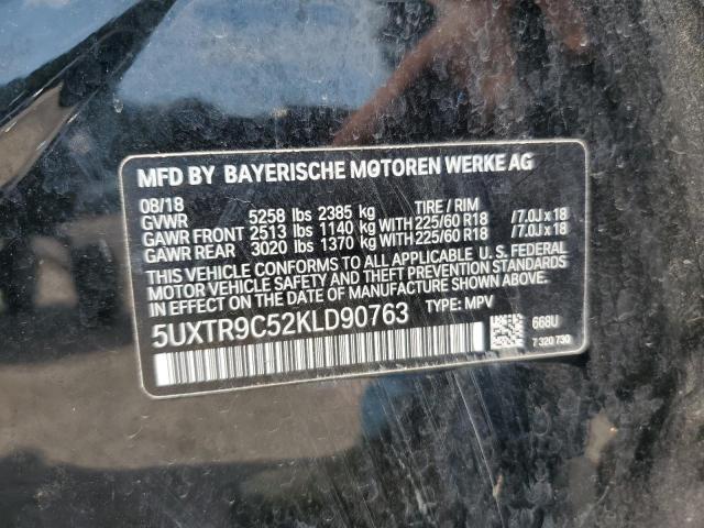 5UXTR9C52KLD90763 - 2019 BMW X3 XDRIVE30I BLACK photo 13