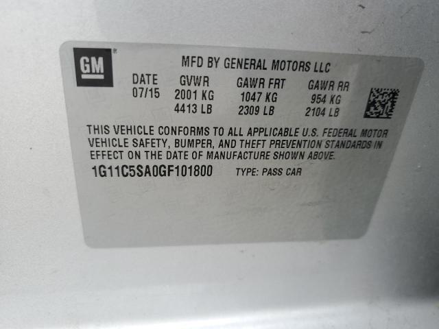 1G11C5SA0GF101800 - 2016 CHEVROLET MALIBU LIM LT 银色 照片 12