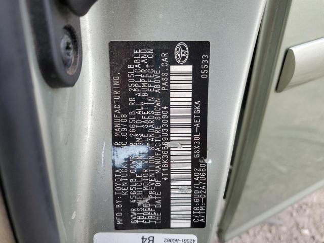 4T1BK36B69U330904 - 2009 TOYOTA AVALON XL მწვანე ფოტო 12