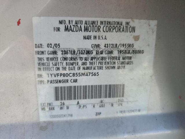 1YVFP80C855M47565 - 2005 MAZDA 6 I Сріблястий фото 12