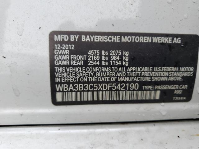 WBA3B3C5XDF542190 - 2013 BMW 328 XI WHITE photo 12