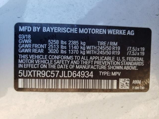 5UXTR9C57JLD64934 - 2018 BMW X3 XDRIVE30I WHITE photo 14
