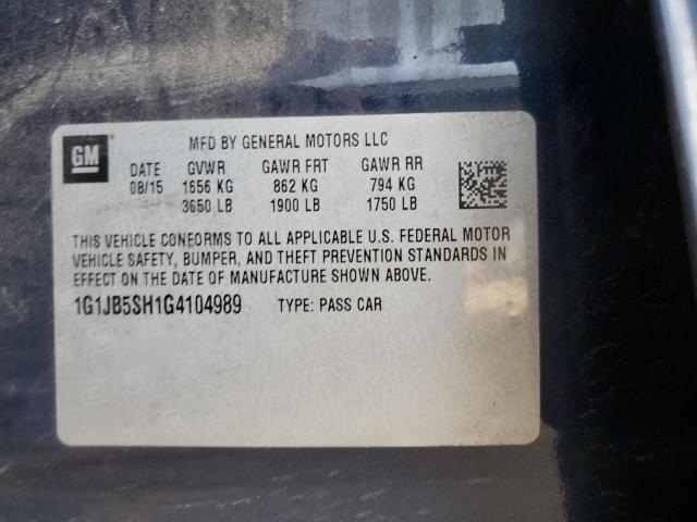 1G1JB5SH1G4104989 - 2016 CHEVROLET SONIC LS BLUE photo 12