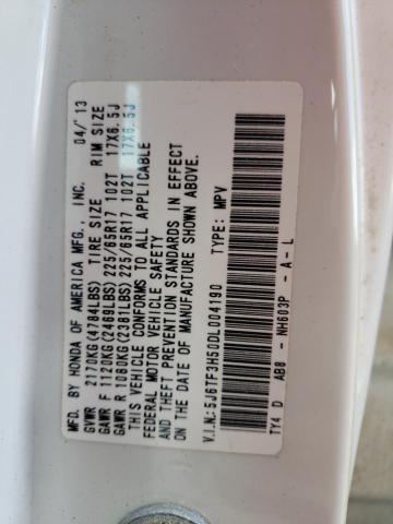 5J6TF3H50DL004190 - 2013 HONDA CROSSTOUR EXL თეთრი ფოტო 13